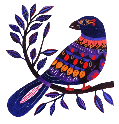 A vibrant bird perched on a branch surrounded by lush leaves