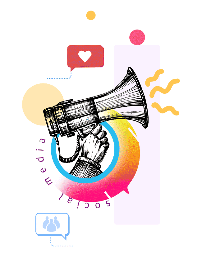 Vector illustration representing social media marketing strategies by Boch & Fernsh, an innovative advertising agency